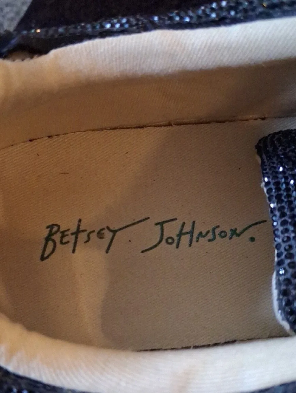 Betsey Johnson Black Glitter Platform Lace-Up Women's Sneakers with White Sole